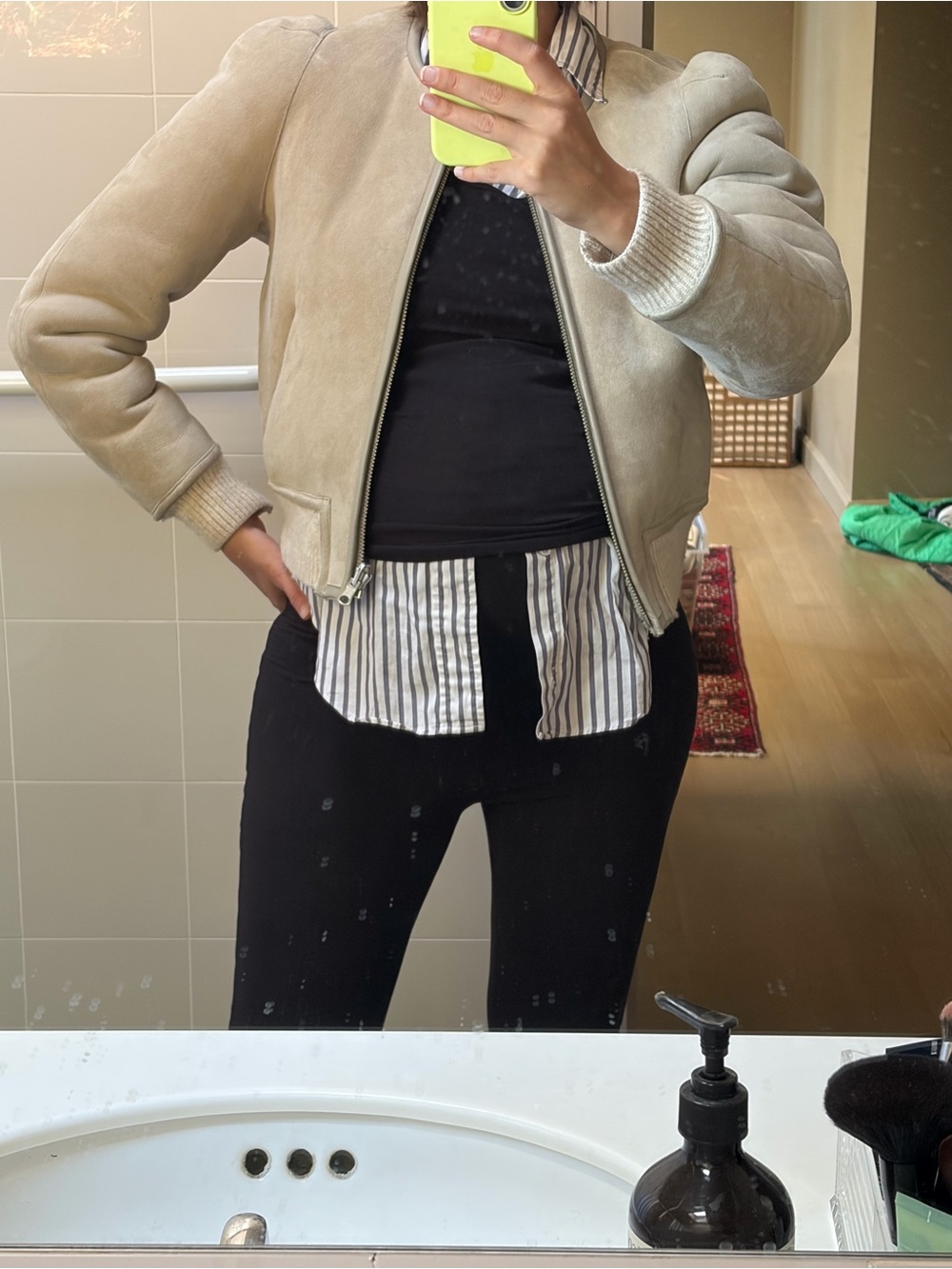 Isabel Marant Light Beige Suede Bomber Jacket